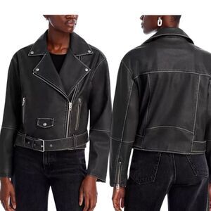 BLANKNYC Faux Leather Belted Moto Jacket